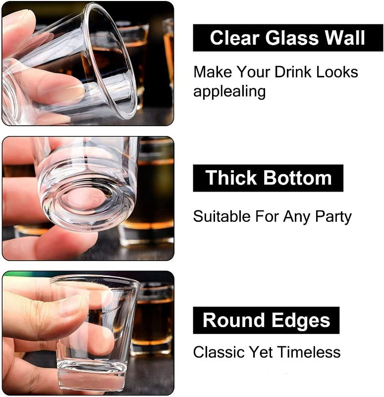 Photo 3 of INFTYLE Shot Glasses Set of 24- 2oz /60ml Clear Shot Glass with Heavy Base Shot Glasses Bulk for Whiskey, Tequila, Vodka, Liqueur, Bars
