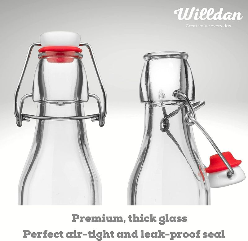 Photo 2 of WILLDAN Set of 6 - 8.5oz Swing Top Glass Bottles - Flip Top Brewing Bottles For Kombucha, Kefir, Vanilla Extract, Beer - Airtight Caps and Leak Proof Lids
