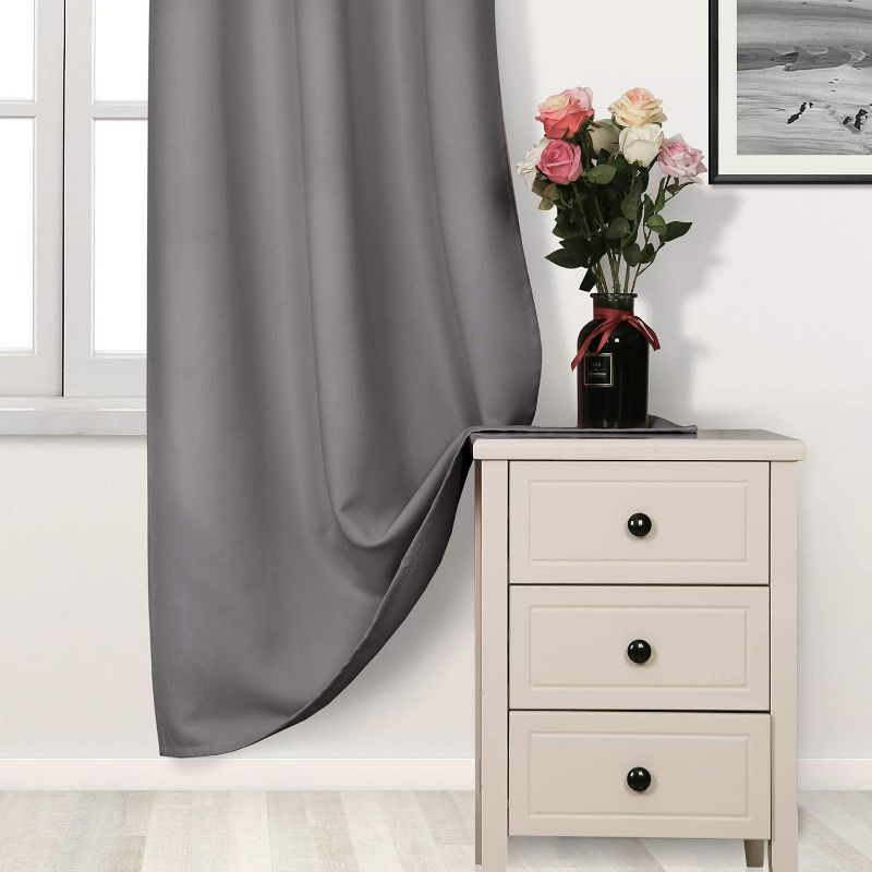 Photo 2 of DWCN Room Darkening Blackout Curtains Thermal Insulated Curtain for Bedroom Grommet Window Curtain Panel 42 x 63 Inch, Set of 2 Panels,Thick Grey Curtains
