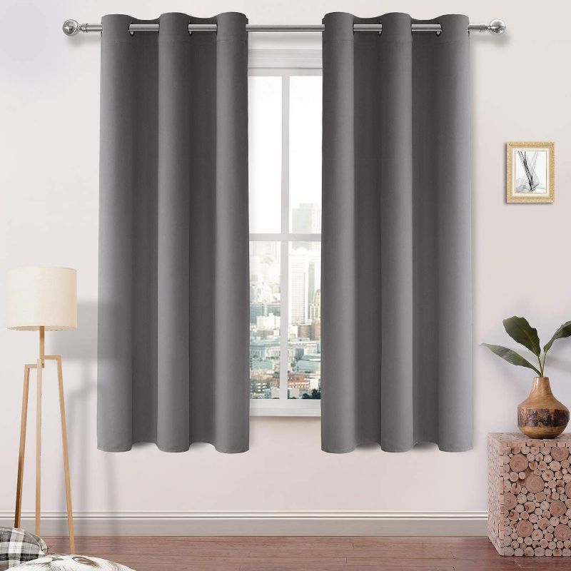 Photo 1 of DWCN Room Darkening Blackout Curtains Thermal Insulated Curtain for Bedroom Grommet Window Curtain Panel 42 x 63 Inch, Set of 2 Panels,Thick Grey Curtains
