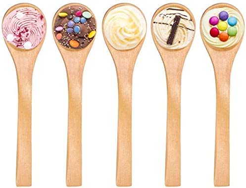 Photo 5 of 30pcs Mini Handmade Wooden Spoon Small Wood Children Spoons Ice cream Sugar Honey Coffee Teaspoon Kitchen Condiment Spoon
