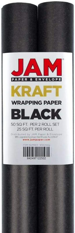 Photo 3 of JAM PAPER Gift Wrap - Kraft Wrapping Paper - 50 Sq Ft Total - Black Kraft Paper - 2 Rolls/Pack
