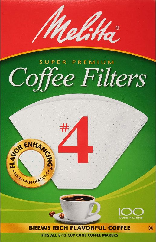 Photo 1 of Melitta #4 Cone Coffee Filters, White, 100 Count (Pack of 6)
