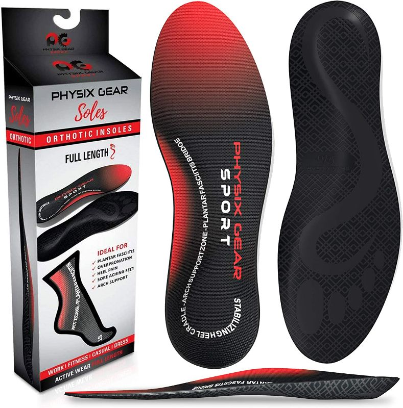 Photo 1 of Arch Support Insoles Men & Women by Physix Gear Sport - Orthotic Inserts for Plantar Fasciitis Relief, Flat Foot, High Arches, Shin Splints, Heel Spurs, Sore Feet, Overpronation (1 Pair, Large)

