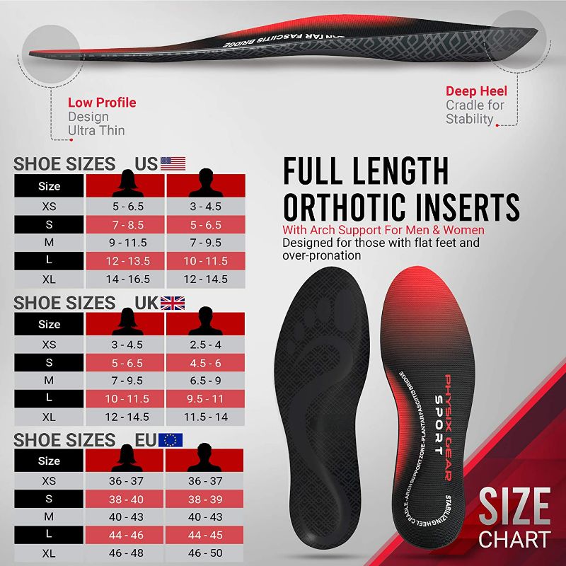 Photo 2 of Arch Support Insoles Men & Women by Physix Gear Sport - Orthotic Inserts for Plantar Fasciitis Relief, Flat Foot, High Arches, Shin Splints, Heel Spurs, Sore Feet, Overpronation (1 Pair, Large)
