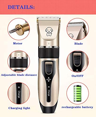 Photo 2 of Pet Shaver Clippers Low Noise Rechargeable Cordless Electric Quiet Hair Clippers Set for Dogs Cats Pet
