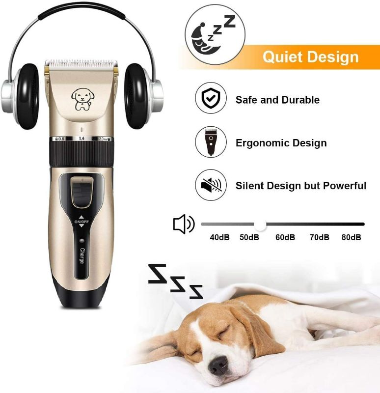 Photo 4 of Pet Shaver Clippers Low Noise Rechargeable Cordless Electric Quiet Hair Clippers Set for Dogs Cats Pet
