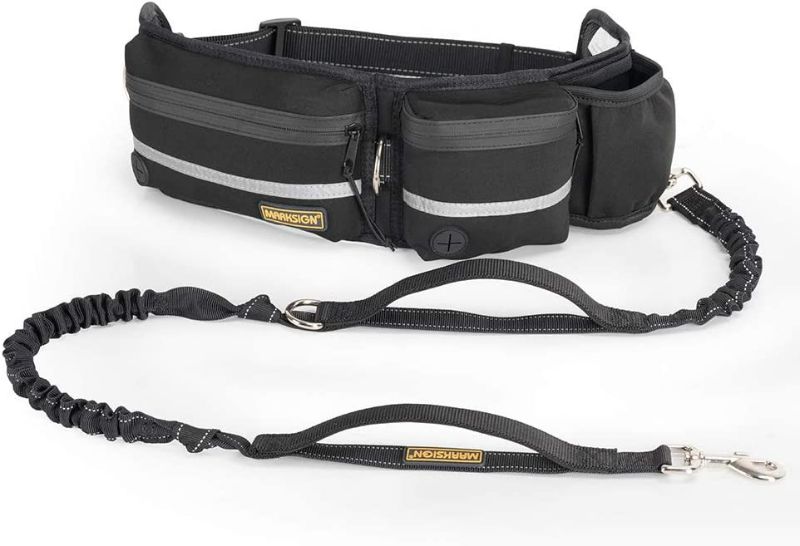 Photo 1 of Hands Free Dog Leash, Dog Walking and Training Belt with Shock Absorbing Bungee Leash for up to 180lbs Large Dogs, Phone Pocket and Water Bottle Holder, Fits All Waist Sizes From 28” to 48”
