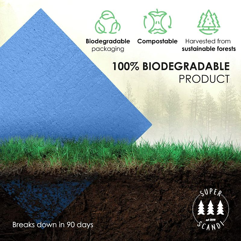 Photo 1 of Blue 12 Pack Swedish Dishcloths Reusable Compostable Towels Made in Sweden Cellulose Sponge Dish Cloths for Kitchen