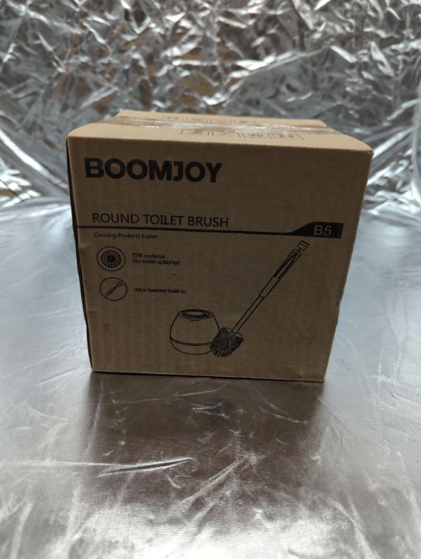 Photo 2 of Boomjoy Toilet Brush and Holder Set Silicone Bristles Bathroom Cleaning Bowl Brush Kit with Tweezers - White