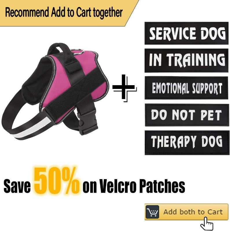 Photo 4 of Bolux Dog Harness, No-Pull Reflective Dog Vest, Breathable Adjustable Pet Harness with Handle for Outdoor Walking - No More Pulling, Tugging or Choking (Rose red) Service Dog Patch Included
