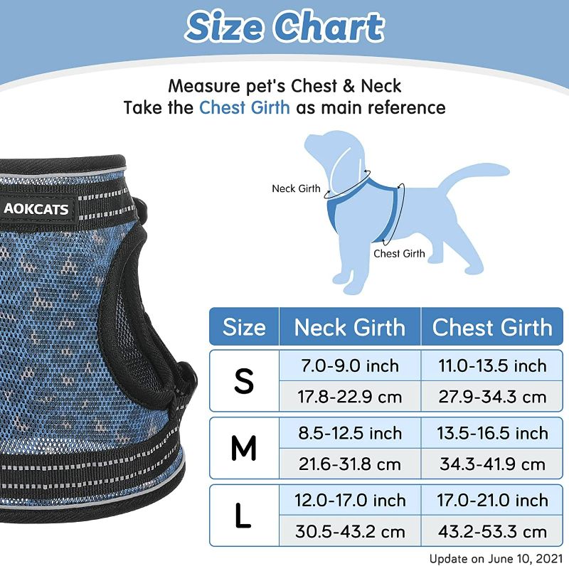 Photo 2 of AOKCATS Small Dog Harness, Soft Adjustable Puppy Harness No Pull No Choke Dog Vest Harness Reflective Comfort Padded for Small Medium Dog Walking
