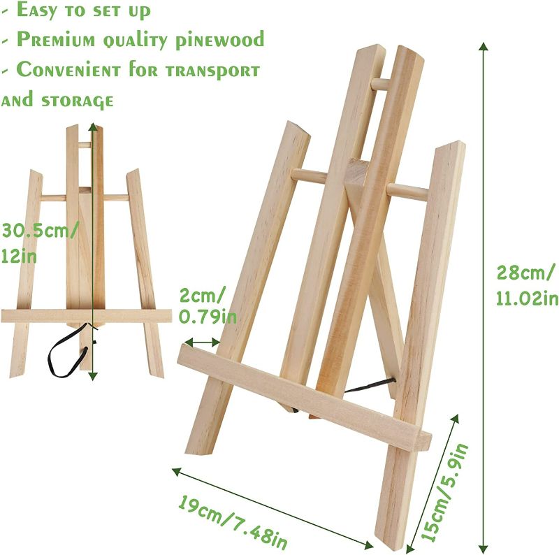 Photo 3 of CONDA 12 Pack 11.8" Tabletop Easel, Portable A-Frame Tripod Tabletop Easel Set for Painting Party & Displaying Canvases, Photos, Display Tripod Holder Stand for Students Kids Beginners
