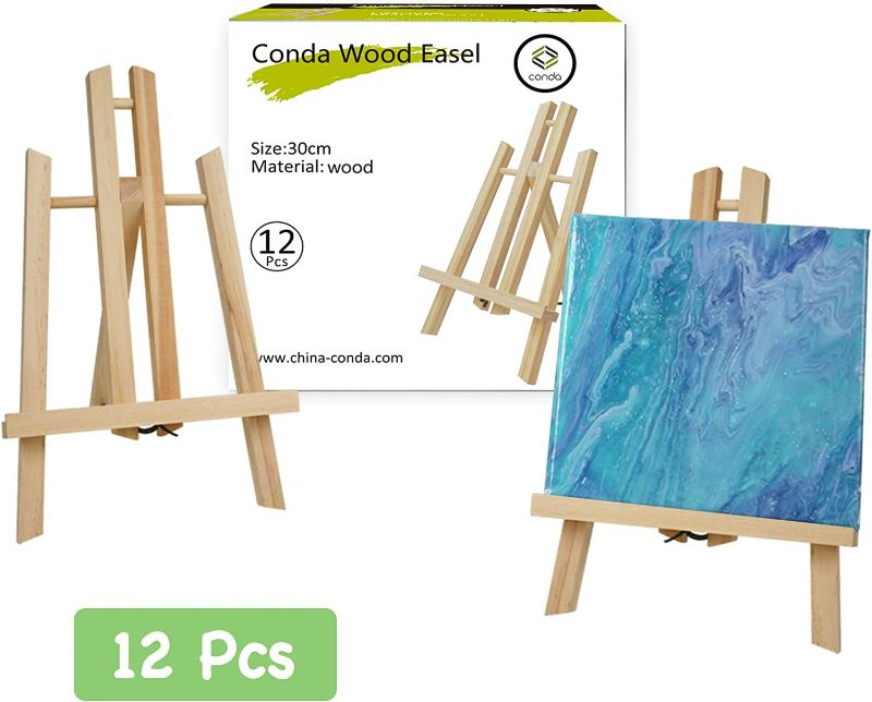 Photo 4 of CONDA 12 Pack 11.8" Tabletop Easel, Portable A-Frame Tripod Tabletop Easel Set for Painting Party & Displaying Canvases, Photos, Display Tripod Holder Stand for Students Kids Beginners
