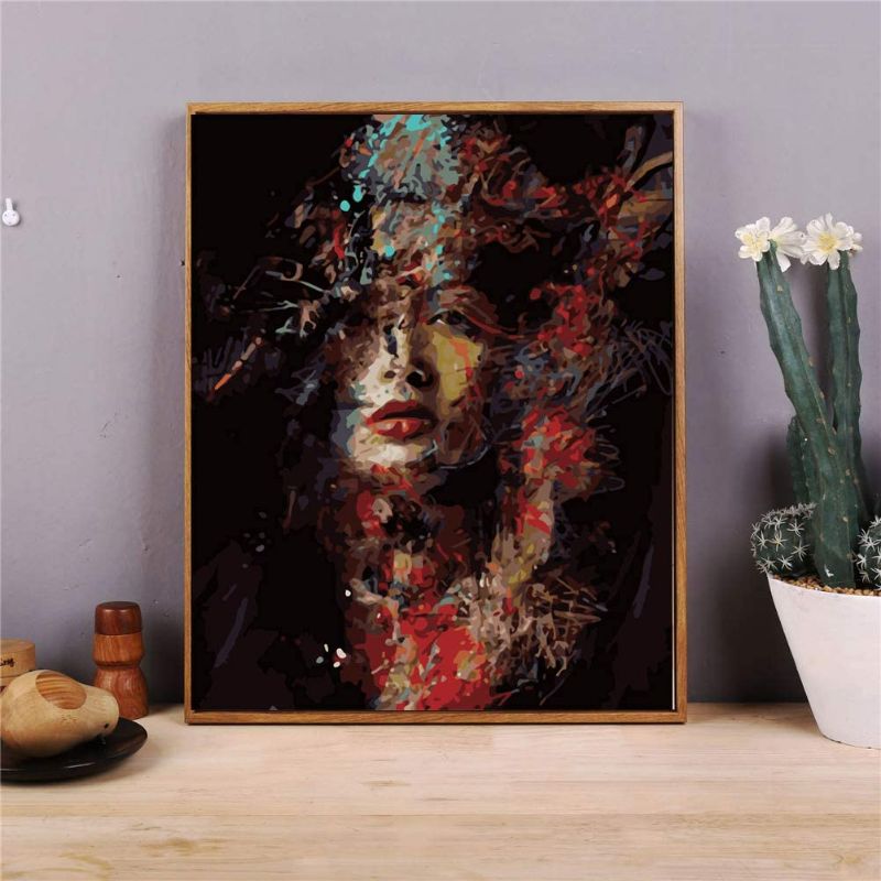 Photo 2 of Paint by Numbers for Adults, KOMI DIY Paint by Number Kits on Canvas Painting, Dreaming Girl 16x20inch
