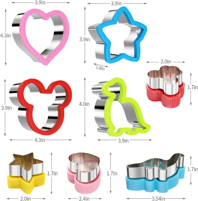 Photo 2 of Magigift Stainless Steel Sandwiches Cutter set, Dinosaur & Heart & Star Shapes Sandwiches Cutter Cookie Cutter -Food Grade Cookie Cutter Mold for Kids (Big+Medium, 8pack)
