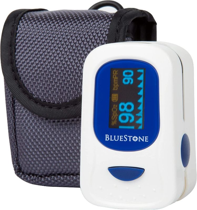 Photo 5 of Finger Pulse Oximeter and Heart Rate Monitor- Portable Blood Oxygen Level and Heart Rate Fingertip Sensor with Carrying Case and Lanyard by Bluestone
