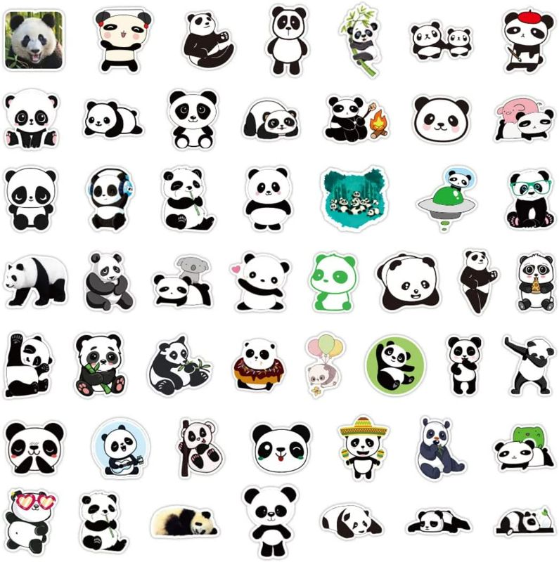Photo 2 of 50Pcs Panda Stickers, Waterproof Vinyl Stickers Decals for Laptop Water Bottle Phone Luggage, Cute Cartoon Stickers Pack - 2 PACKS
