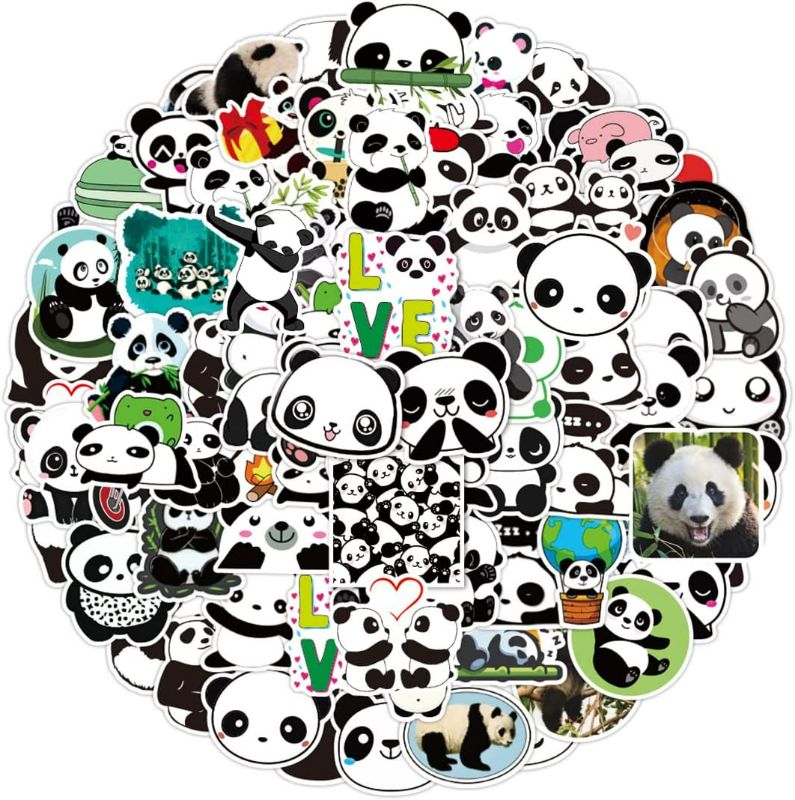 Photo 1 of 50Pcs Panda Stickers, Waterproof Vinyl Stickers Decals for Laptop Water Bottle Phone Luggage, Cute Cartoon Stickers Pack - 2 PACKS
