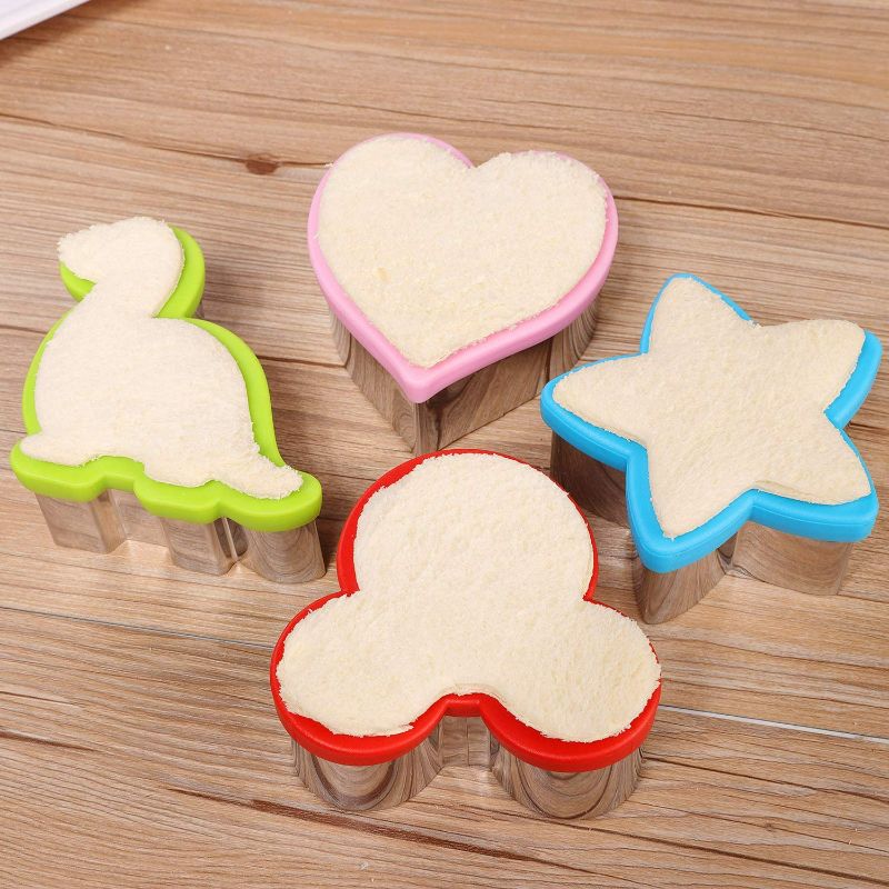 Photo 4 of Magigift Stainless Steel Sandwiches Cutter set, Dinosaur & Heart & Star Shapes Sandwiches Cutter Cookie Cutter -Food Grade Cookie Cutter Mold for Kids (Big+Medium, 8pack)
