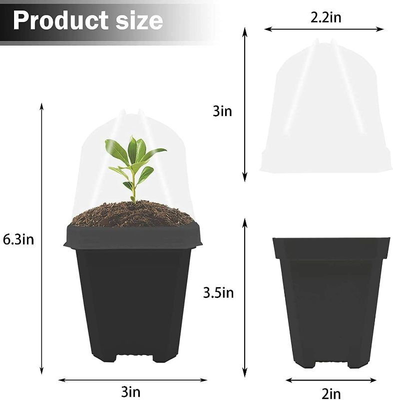 Photo 2 of EBaokuup 30PCS Plant Nursery Pots with Humidity Dome, Small Plastic Square Flower Pot Planting Container, Plastic Gardening Pot
