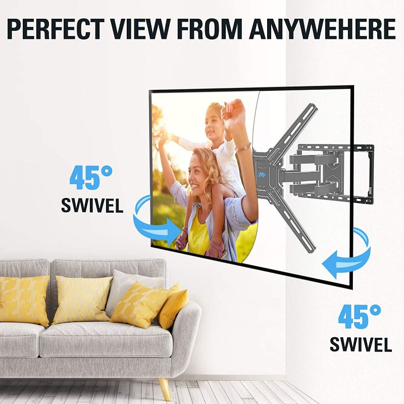 Photo 4 of Mounting Dream Full Motion TV Wall Mount for 42-75 Inch Flat Screen/Curved TVs, Heavy Duty Wall Mount TV Bracket with Swivel Articulating Dual Arms, VESA 600x400mm, 100 lbs MD2656
