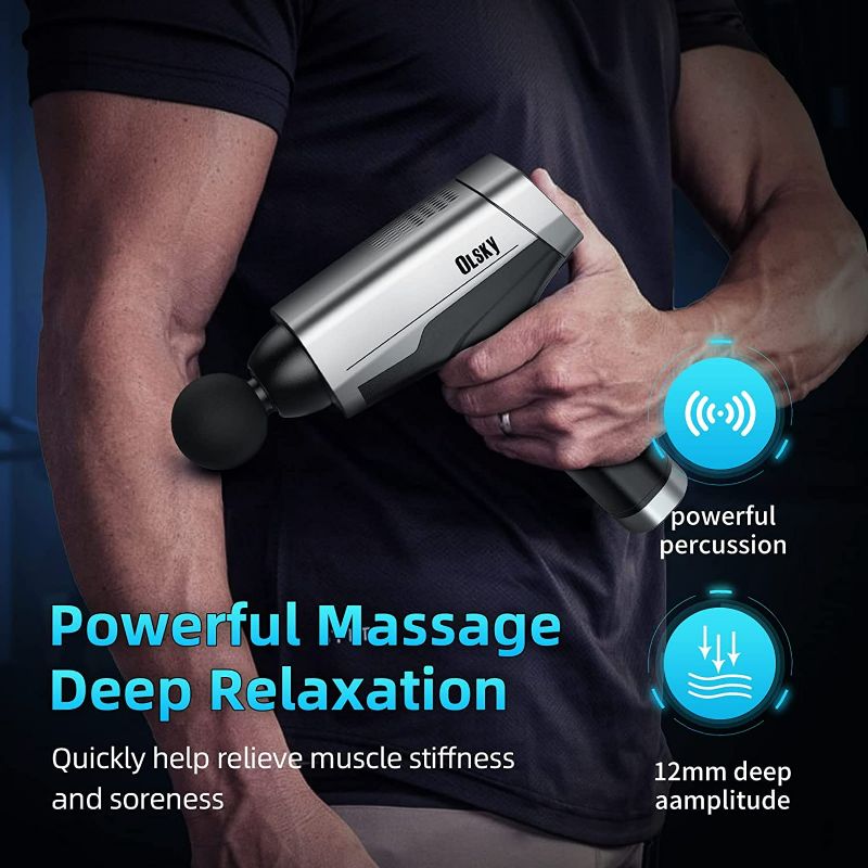 Photo 3 of OLsky Massage Gun, Handheld Deep Tissue Massager for Pain Relief, Back Massager, Electronic Shoulder Massager, Portable Quiet Handheld Relaxation Sport Massager
