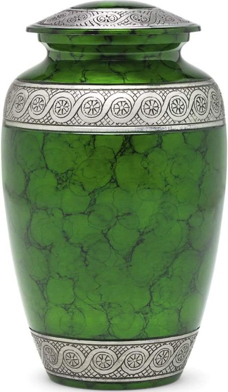 Photo 3 of Eternal Harmony Cremation Urn for Human Ashes | Memorial Urn Carefully Handcrafted with Elegant Finishes to Honor and Remember Your Loved One | Adult Urn Large Size with Beautiful Velvet Bag (Green)
