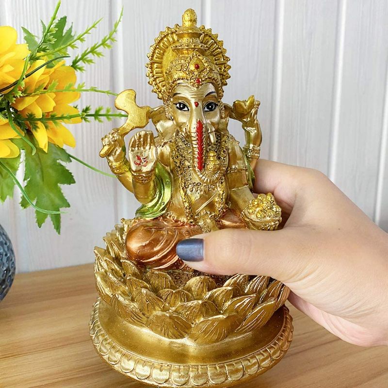 Photo 2 of BangBangDa Hindu God Lord Ganesha Statue - India Idol Ganesh Figurine Indian Home Office Mandir Temple Pooja Item Diwali Gifts Puja Product Altar Shrine Yoga Room Medietation Room Decor
