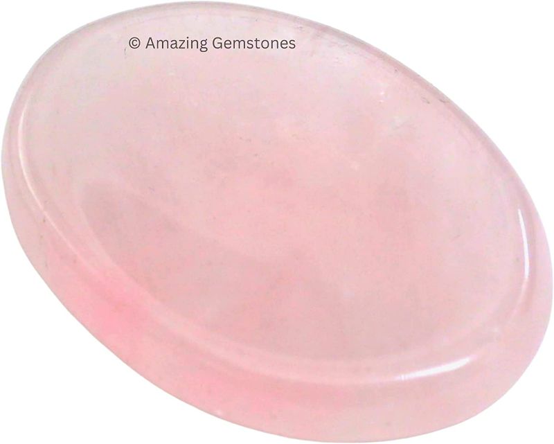 Photo 1 of Rose Quartz Thumb Worry Rubbing Stone for Anxiety Healing -  Easy to Carry Natural Crystal Pocket Palm Stone + Bonus Stone
