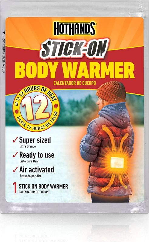 Photo 2 of HotHands Body Warmers with Adhesive - Long Lasting Safe Natural Odorless Air Activated Warmers - Up to 12 Hours of Heat - 40 Individual Warmers
