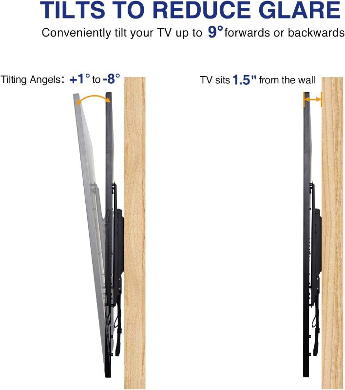 Photo 2 of Rentliv Tilting TV Wall Mount TV Bracket for Most 37-70 Inches TVs, TV Mount with MAX VESA 600x400mm, TV Hanger Holds up to 132 LBS, fits for 16" 18" 24" Wood Studs, Low Profile TV Holder
