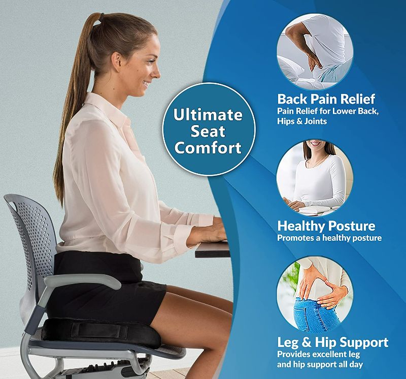 Photo 3 of Gel Enhanced Seat Cushion - Non-Slip Orthopedic Gel & Memory Foam Coccyx Cushion for Tailbone Pain - Office Chair Car Seat Cushion - Sciatica & Back Pain Relief (Black)
