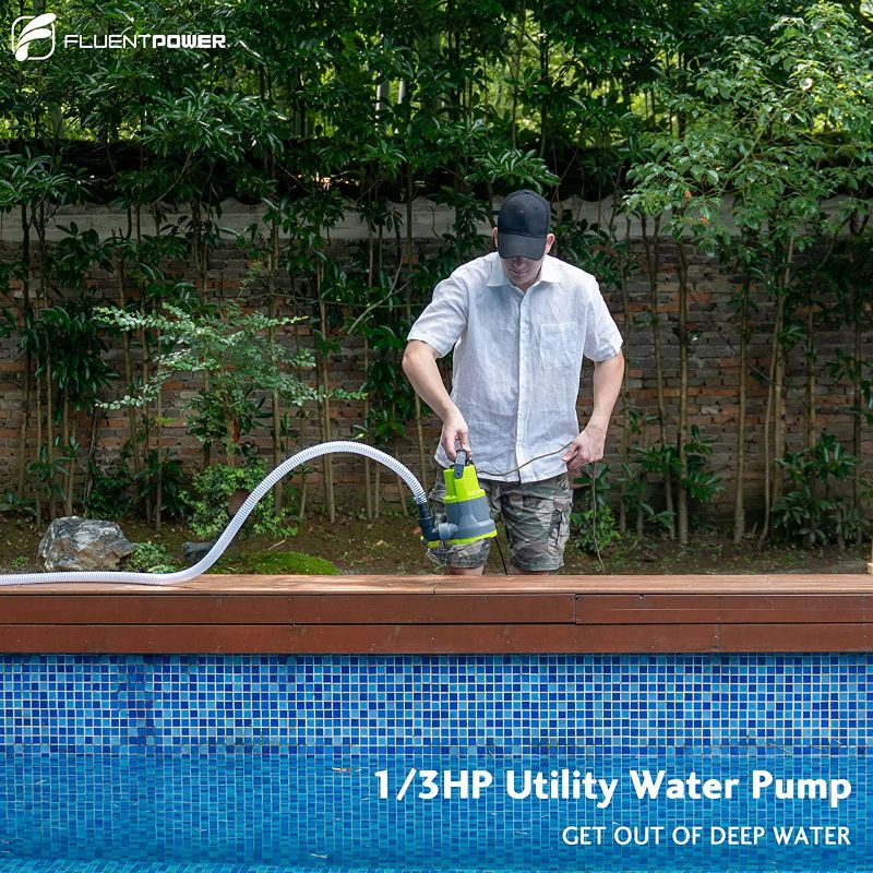 Photo 2 of FLUENTPOWER 1/3HP Utility Pump 2300GPH Submersible Sump Pump, Drain Clean Water for Basement Flood Cellar Pool Pond Garden and Hot Tub, Automatic/Manual Operation by Float Switch, ORANGE and Grey
