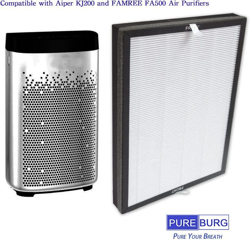 Photo 2 of PUREBURG 2-Pack Replacement 2-IN-1 HEPA Filters Compatible with Aiper KJ200 and FAMREE FA500 Air Purifiers
