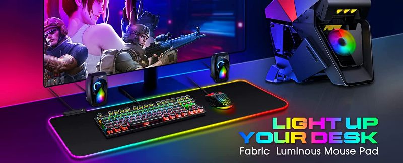 Photo 4 of Large RGB Gaming Mouse Pad -15 Light Modes Touch Control Extended Soft Computer Keyboard Mat Non-Slip Rubber Base for Gamer Esports Pros 31.5X11.8
