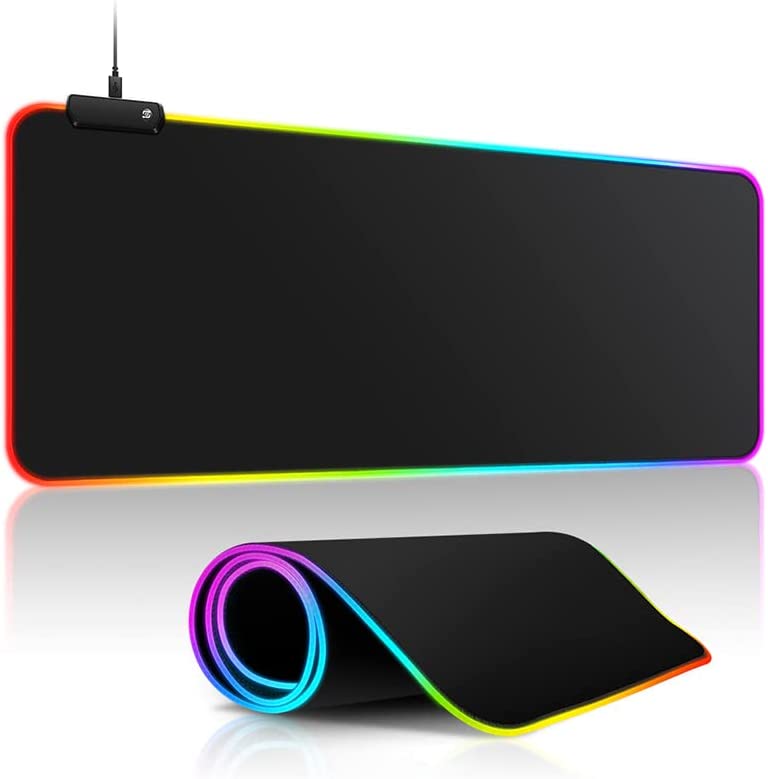 Photo 1 of Large RGB Gaming Mouse Pad -15 Light Modes Touch Control Extended Soft Computer Keyboard Mat Non-Slip Rubber Base for Gamer Esports Pros 31.5X11.8
