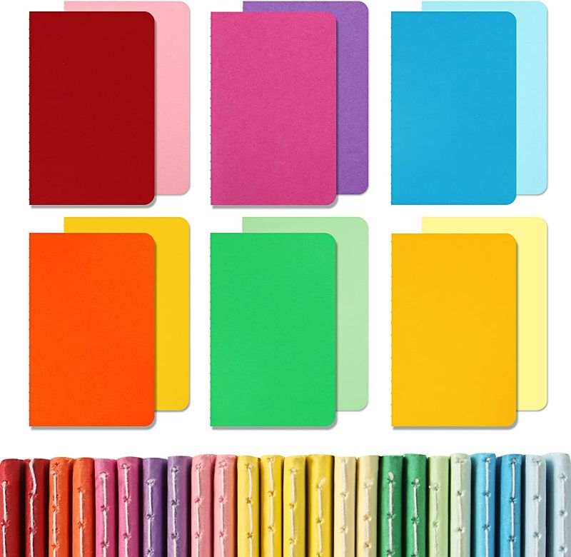 Photo 1 of EOOUT 24pcs Mini Notebooks, Small Pocket Notebooks, Journals for Kids, Lined Notepad, 3.5"x5.5", 12 Colors for Students, Traveler, School Supplies
