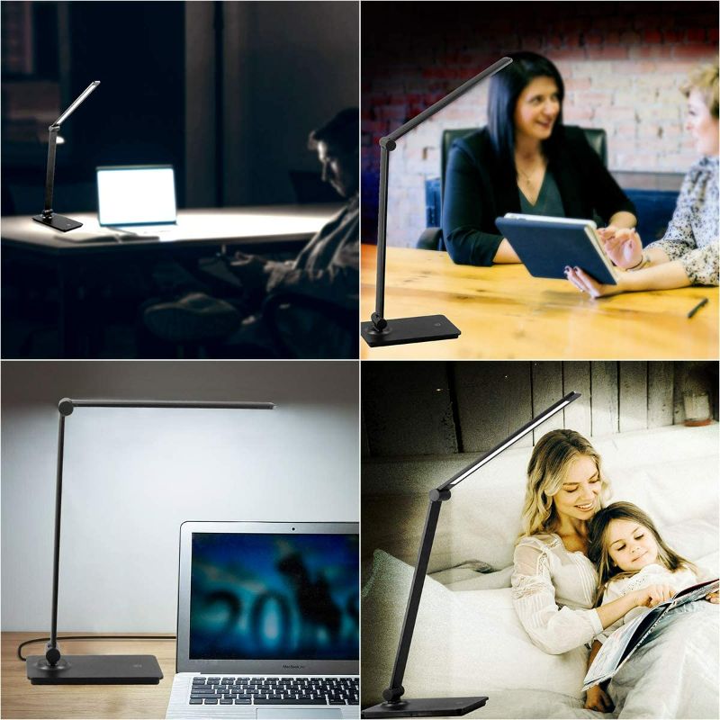 Photo 4 of Dott Arts LED Desk Lamp, Touch Control Desk Lamp with 3 Levels Brightness, Dimmable Office Lamp with Adjustable Arm, Foldable Table Desk Lamp for Table Bedroom Bedside Office Study, 5000K, 8W, Black
