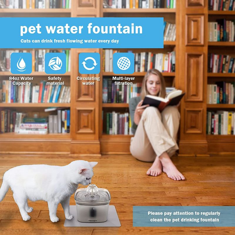 Photo 5 of Aisonpet Pet Fountain, 84oz/2.5L Automatic Cat Water Fountain, Fountain Water Bowl for Cats Dogs Pets, Kitty Running Flower Fountains with LED and 3 Replacement Filters
