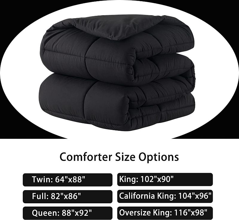 Photo 2 of DOWNCOOL Comforters Full Size, Duvet Insert,Black All Season Duvet, Lightweight Quilt, Down Alternative Hotel Comforter with Corner Tabs (Black, Full 82x86 Inches)
