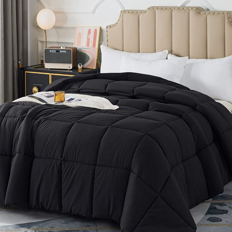 Photo 1 of DOWNCOOL Comforters Full Size, Duvet Insert,Black All Season Duvet, Lightweight Quilt, Down Alternative Hotel Comforter with Corner Tabs (Black, Full 82x86 Inches)
