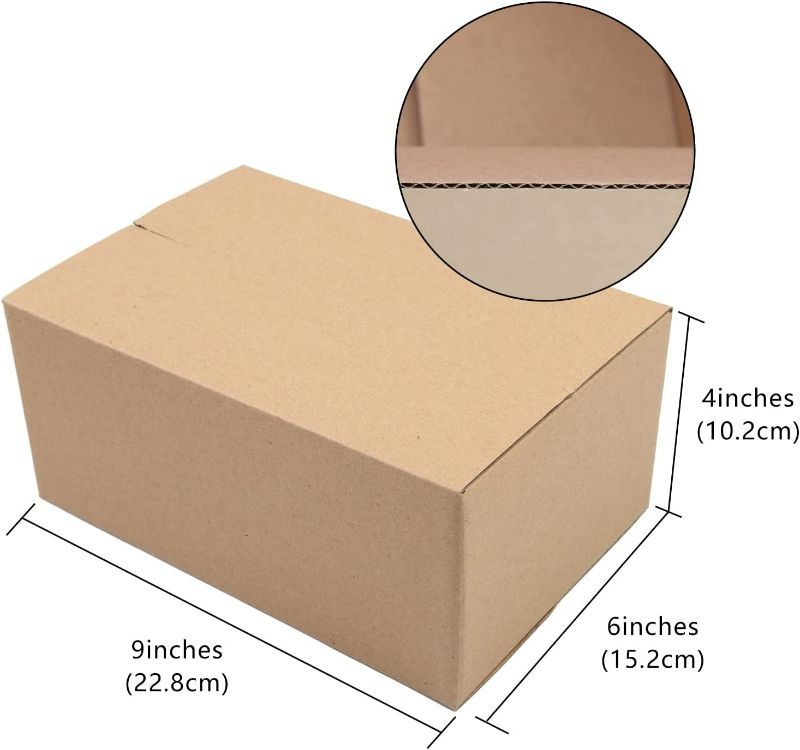 Photo 2 of SEJOVAZE 9x6x4 Inch 25 Pack Small Shipping Boxes, Kraft Corrugated Cardboard Boxes Mailer For Small Business Packaging Mailer
