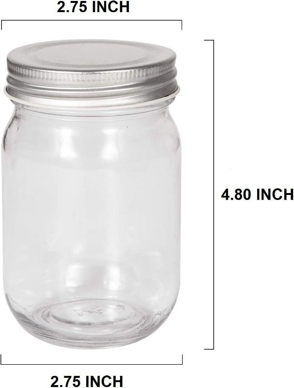 Photo 1 of 12 Pack - 12oz Mason Jars - with Lids - 4 Extra Lids - Stickers for Labeling - Canning, Pickling, etc