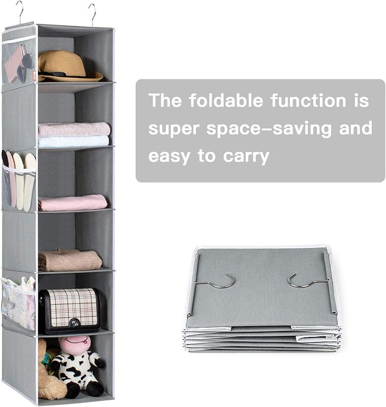 Photo 2 of Hanging Shelves 6 - Layer Collapsible Hanging Closet Shoe, Baby, Accessories Organizer - Grey/White