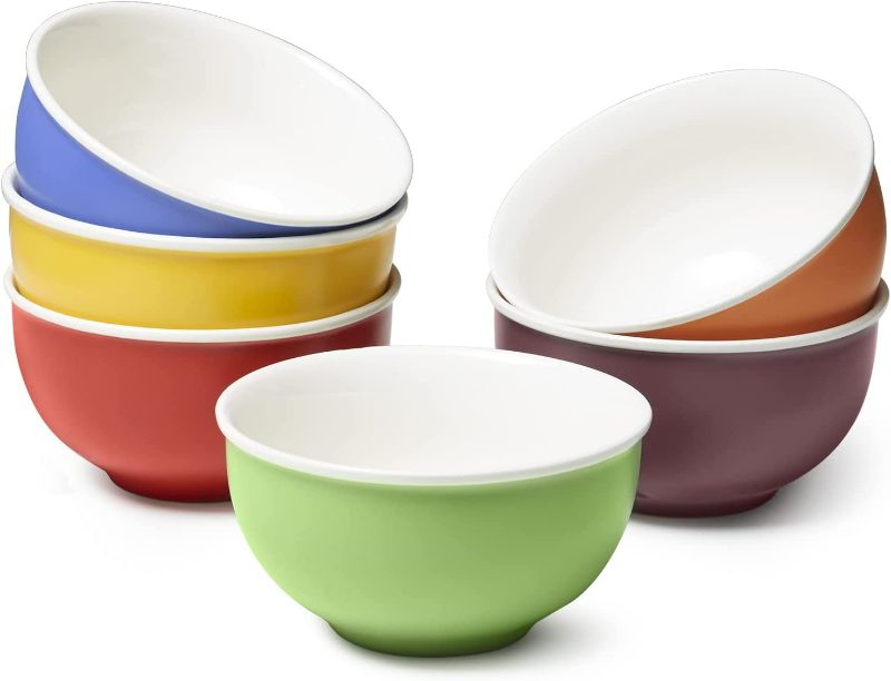 Photo 1 of LIFVER Cereal Bowls, 24 Oz Soup Bowls, Ceramic Bowls, Ceramic Bowls for Soup Cereal Dessert, 5.75 Inches, Multicolour, Microwave and Dishwasher Safe, Set of 6
