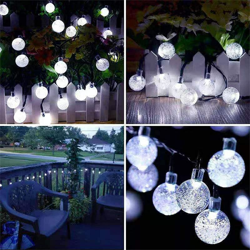 Photo 2 of White 2-Pack 100 LED 64FT Crystal Globe Solar String Lights Outdoor, Waterproof Solar Lights Outdoor Decorative, 8 Lighting Modes Solar Powered Patio Lights for Garden Christmas Wedding Party (White)
