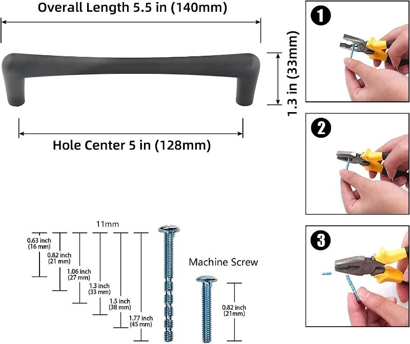 Photo 1 of Goo-Ki 6 Pack Matte Black Kitchen Cabinet Handles - 5 Inch Hole Center Solid Drawer Cabinet Pulls,Modern Hardware for Dresser Bar Cupboard Bathroom Closet Wardrobe Door