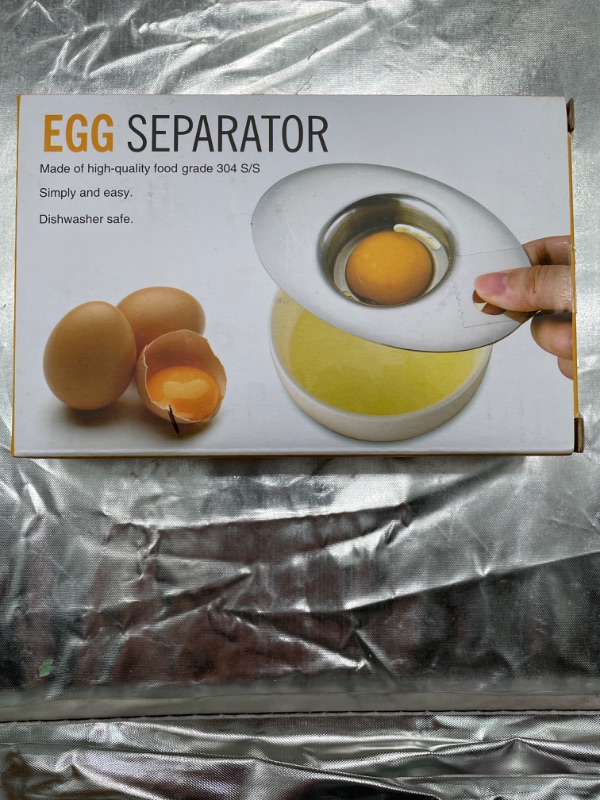 Photo 4 of Latauar Egg Separator, Premium 304 Stainless Steel Egg Yolk White Separator, Professional Egg Separator Tool for Baking Cake, Egg Custards, Mayonnaise and More.