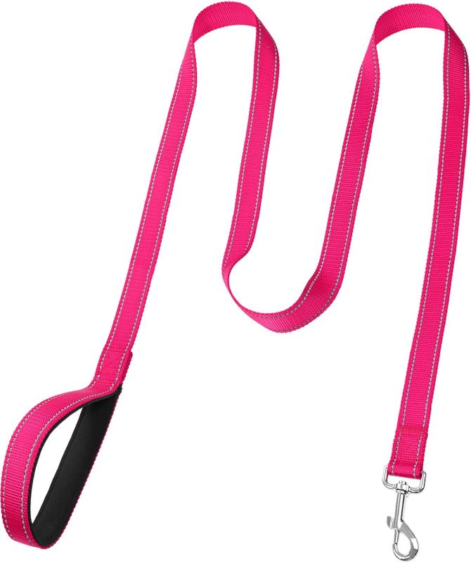 Photo 1 of FunTags 6FT Reflective Dog Leash with Soft Padded Handle for Training,Walking Lead for Large & Medium Dog,1 Inch Wide,HOTPINK